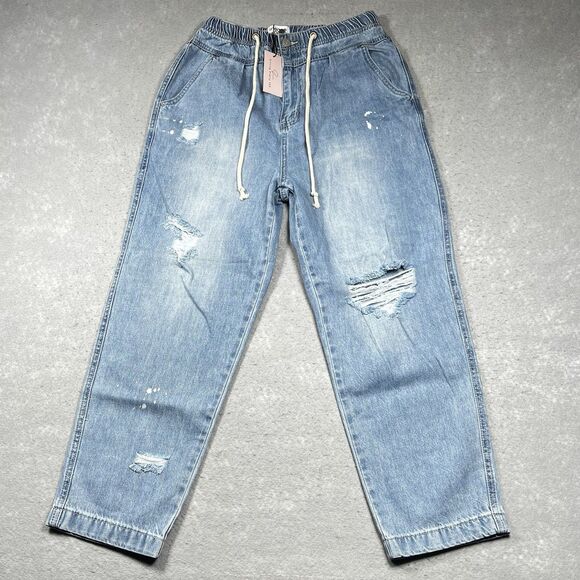Insane Gene Jeans Womens Size Medium Straight Distressed Inseam 25 in Pockets - Picture 1 of 13